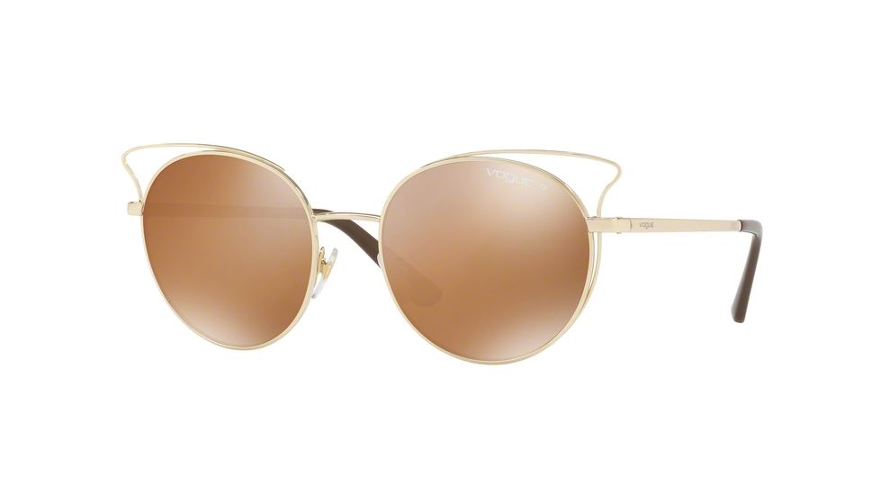 Vogue VO4048S Sunglasses 848/2T-52 - Pale Gold Frame, Brown Mirror Gold Polar Lenses