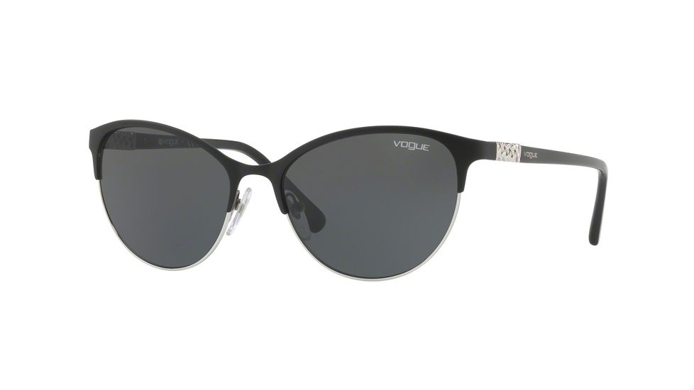 Vogue VO4058SB Single Vision Prescription Sunglasses VO4058SB-352-87-56 - Lens Diameter 56 mm, Frame Color Matte Black/Silver