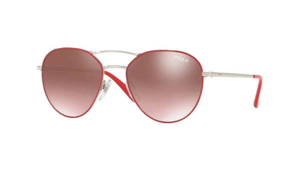 Vogue VO4060S Single Vision Prescription Sunglasses VO4060S-5084H8-54 - Lens Diameter 54 mm, Frame Color Silver/Red