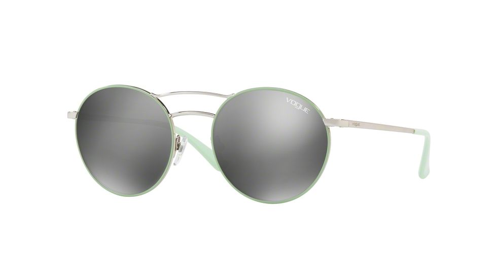 Vogue VO4061S Single Vision Prescription Sunglasses VO4061S-50656G-52 - Lens Diameter 52 mm, Frame Color Silver Green