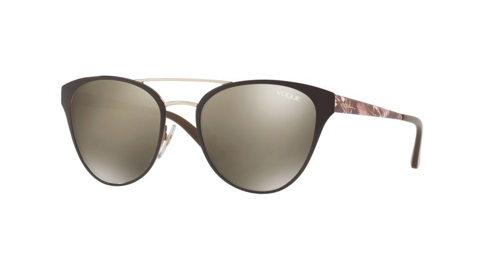 Vogue VO4078S Single Vision Prescription Sunglasses VO4078S-50215A-53 - Lens Diameter 53 mm, Frame Color Brown/Pale Gold