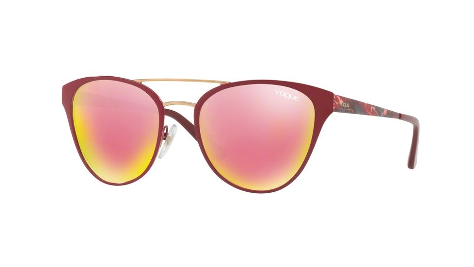 Vogue VO4078S Single Vision Prescription Sunglasses VO4078S-50554Z-53 - Lens Diameter 53 mm, Frame Color Dark Red/light Pink Gold