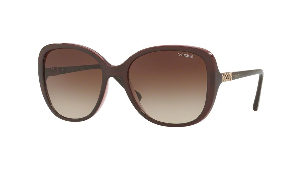 Vogue VO5154SB Single Vision Prescription Sunglasses VO5154SB-194113-56 - Lens Diameter 56 mm, Frame Color Top Brown/Opal Pink