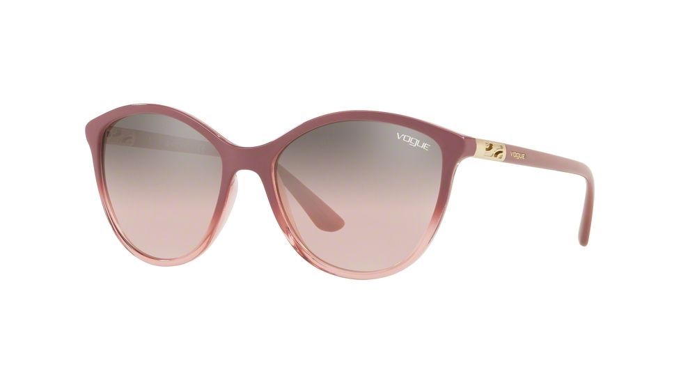 Vogue VO5165S Single Vision Prescription Sunglasses VO5165S-25547E-55 - Lens Diameter 55 mm, Frame Color Transp Pink Grad Antique Pink