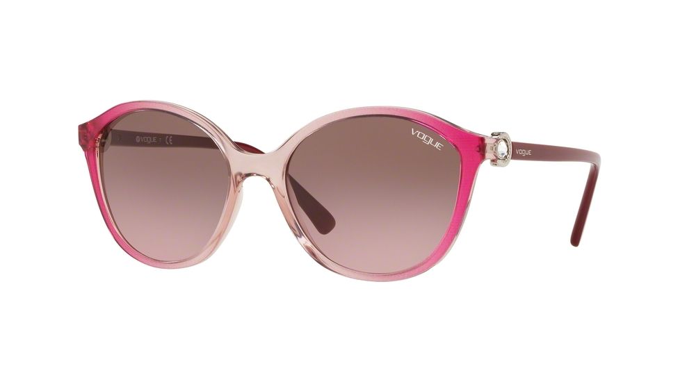 Vogue VO5229SB Prescription Sunglasses VO5229SB-264314-57 - Lens Diameter 57 mm, Frame Color Transp Light Pink Grad Fuxia