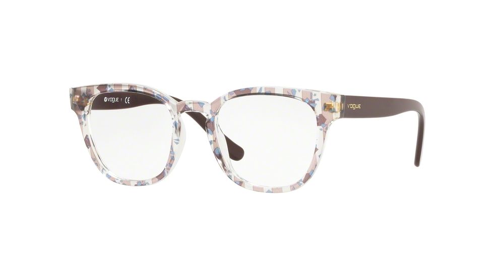 Vogue VO5273 Progressive Prescription Eyeglasses, 48mm, Text Stripes Brown/Blue Transp, VO5273-2730-48-PRO