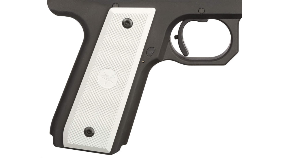 Volquartsen Firearms Aluminum Grips with Checkering for Ruger 22/45, Silver VC45AC-S