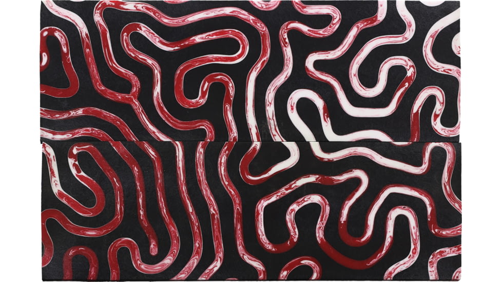 Voodoo Resins Bad Brains Resin Slabs, 1.95in x 6in x .3in, 2 Pack, Black background w/ Red &amp; White Swirl Design, BADS-NA01-A1