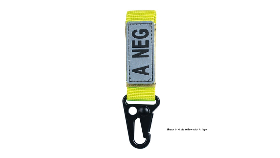 Voodoo Tactical Embroidered Blood Type Tags O+, Black Letters, Hi-Viz Orange Webbing, 20-9726100000