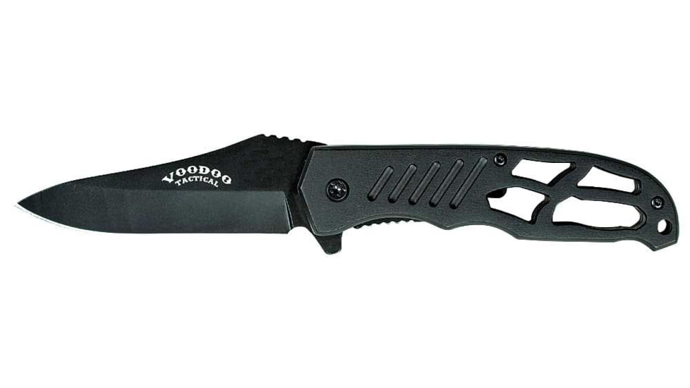 Voodoo Tactical Everyday Folding Knife, 3.5in, 57-59 RC Steel, Black, Medium, 03-7200001000