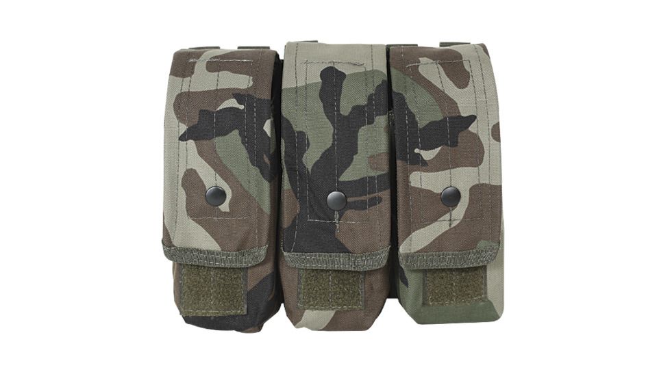 Voodoo Tactical M4/AK47 Mag Pouch - Triple, Woodland Camo, 20-8175005000
