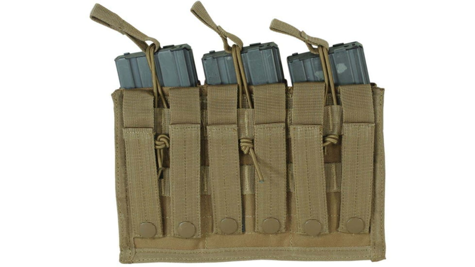 Voodoo Tactical M4/M16 Open Top Mag Pouch W/ Bungee System - Triple, Coyote, 20-8180007000
