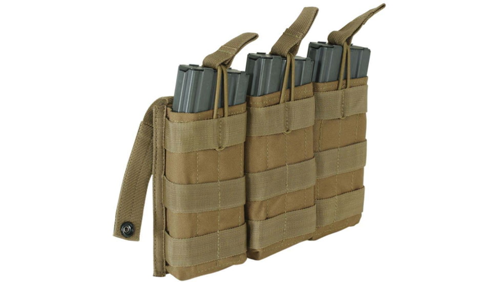 Voodoo Tactical M4/M16 Open Top Mag Pouch W/ Bungee System - Triple, Coyote, 20-8180007000