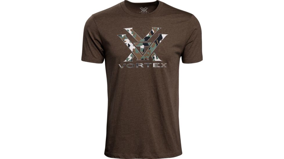 Vortex Camo Logo Short Sleeve T-Shirts - Men's, Brown Heather, 2XL, 120-15-BRH2X