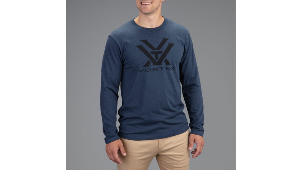 Vortex Core Logo Long Sleeve T-Shirt - Mens, Navy Heather, Medium, 219049-NAHM