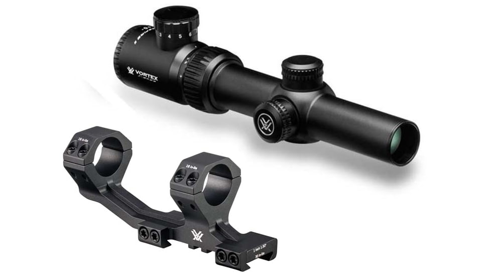 Vortex Crossfire II 1-4x24mm Rifle Scope, 30 mm Tube, SFP, V-Brite Reticle, Anodized Black w/ Cantilever Ring Mount, CF2-31037-KIT3