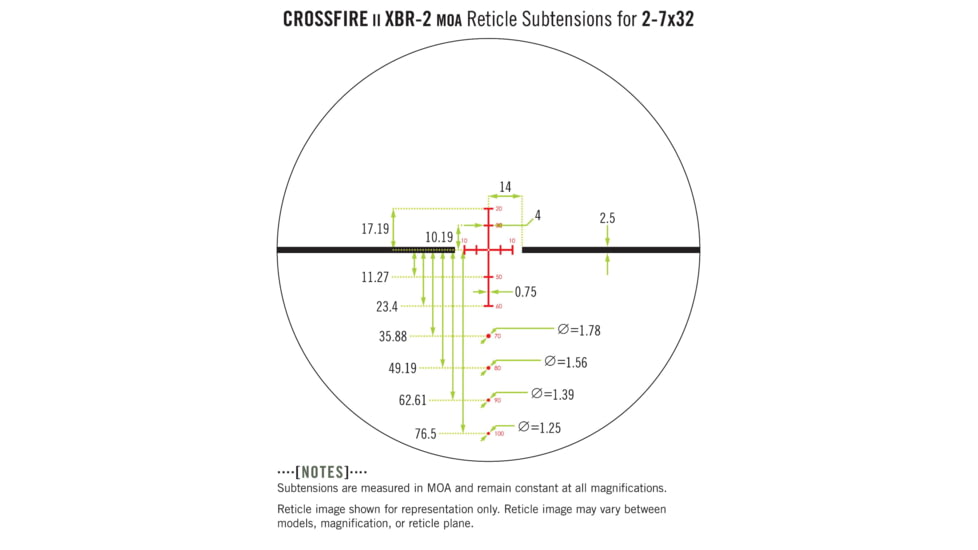Vortex Crossfire II 2-7x32 Crossbow Scope, XBR-2 Reticle, Matte Black, CF2-CB1