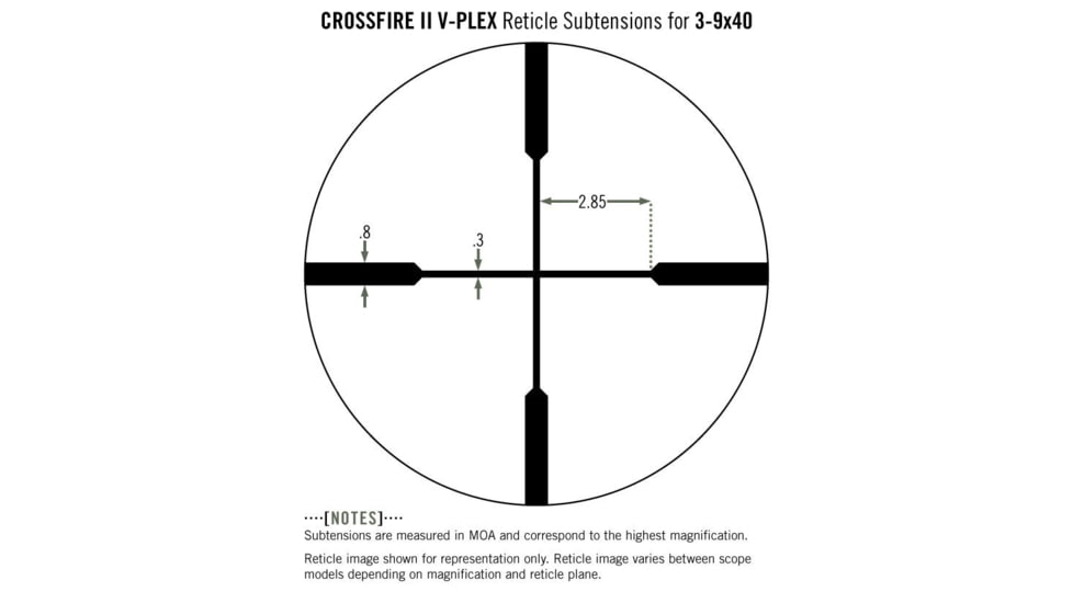 Vortex Crossfire II 3-9x40mm Rifle Scope, 1in Tube, Second Focal Plane, Black, Hard Anodized, Non-Illuminated V-Plex Reticle, MOA Adjustment, CF2-31005