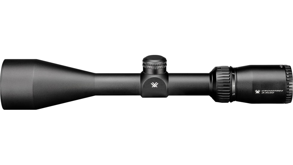 Vortex Crossfire II Straight-Wall 3-9x50 mm Rifle Scope, 1 in Tube, Second Focal Plane, Black, Anodized, Non-Illuminated Straight-Wall BDC Reticle, MOA Adjustment, CF2-31011SW