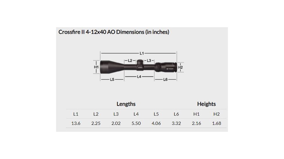 Vortex Crossfire II AO 4-12x40mm Rifle Scope, 1in Tube, Second Focal Plane, Black, Hard Anodized, Non-Illuminated Dead-Hold BDC Reticle, MOA Adjustment, CF2-31019