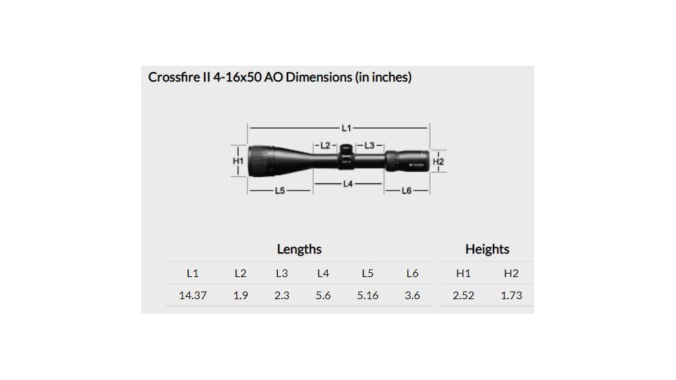 Vortex Crossfire II AO 4-16x50mm Rifle Scope, 30mm Tube, Second Focal Plane, Black, Hard Anodized, Non-Illuminated Dead-Hold BDC Reticle, MOA Adjustment, CF2-31039