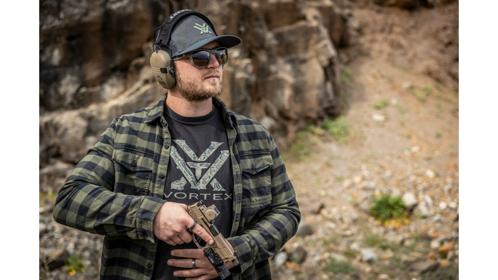 Vortex Defender-ST 1x32mm Enclosed Solar Micro Reflex Red Dot Sight, Green, Red, Tan, 1.82in, 1.62 oz., DFST-MRD3-E-T