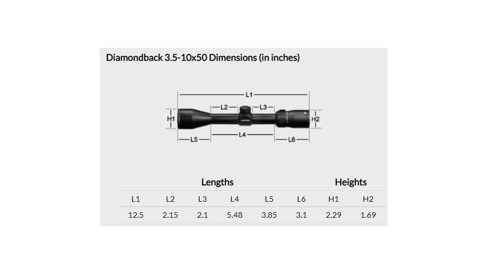 Vortex Diamondback 3.5-10x50mm Rifle Scope, 1in Tube, Second Focal Plane, Black, Hard Anodized, Non-Illuminated Dead-Hold BDC Reticle, MOA Adjustment, DBK-03-BDC
