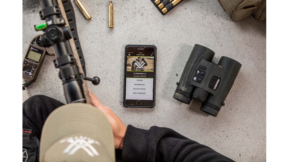 EDEMO Vortex Fury HD 5000 10x42mm Laser Rangefinding Roof Prism Binocular w/AB, Rubber, Green, 8.125x5x5.8, LRF302, EDEMO1