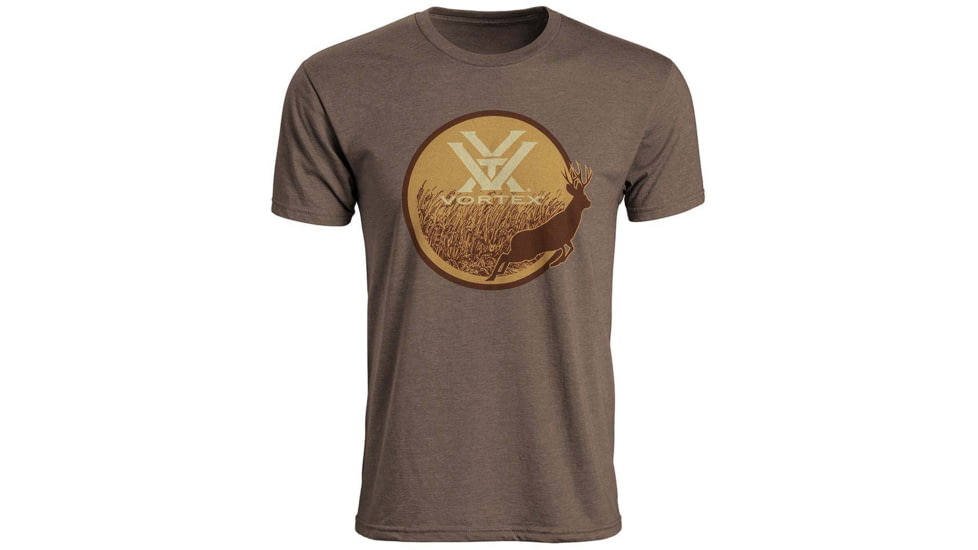 Vortex Mens SS Buck Chest Logo, Brown Heather, M, 219063-BRH-M