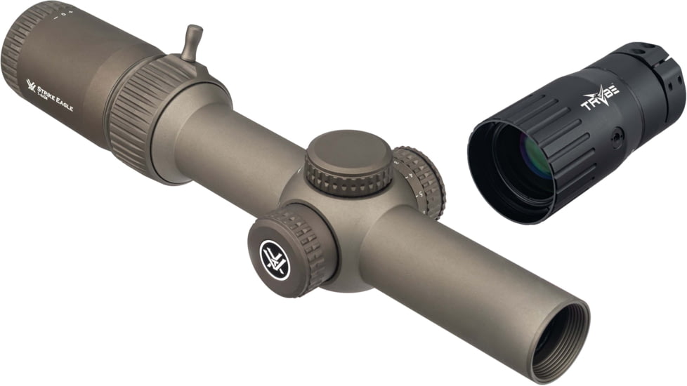 Vortex OPMOD Strike Eagle 1-6x24mm 30mm Tube Second Focal Plane Rifle Scope &amp; TRYBE Optics Scope Magnification Doubler 2X Enhancer w/ 30mm/1in Tube Mount