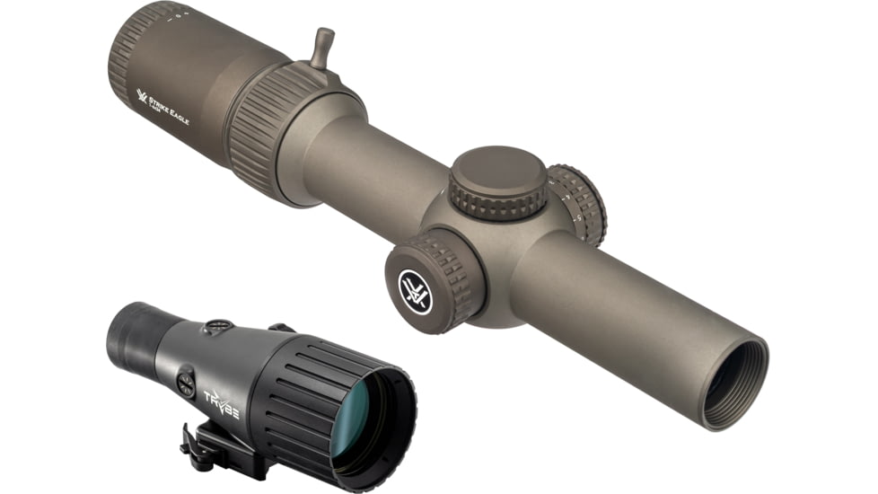 Vortex OPMOD Strike Eagle Limited Edition Rifle Scope, 1-6x24mm, 30mm Tube, Second Focal Plane, AR-BDC3 Reticle and TRYBE Optics Enhancer Rifle Scope Magnification Quadrupler