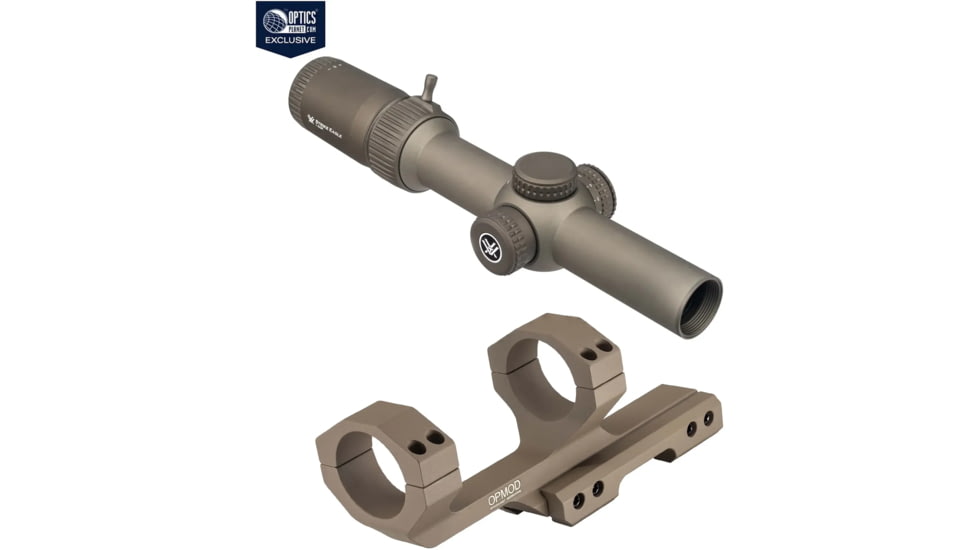 Vortex OPMOD Strike Eagle Rifle Scope, 1-6x24mm, FDE &amp; Vortex OPMOD Sport Cantilever 30mm Mount, FDE