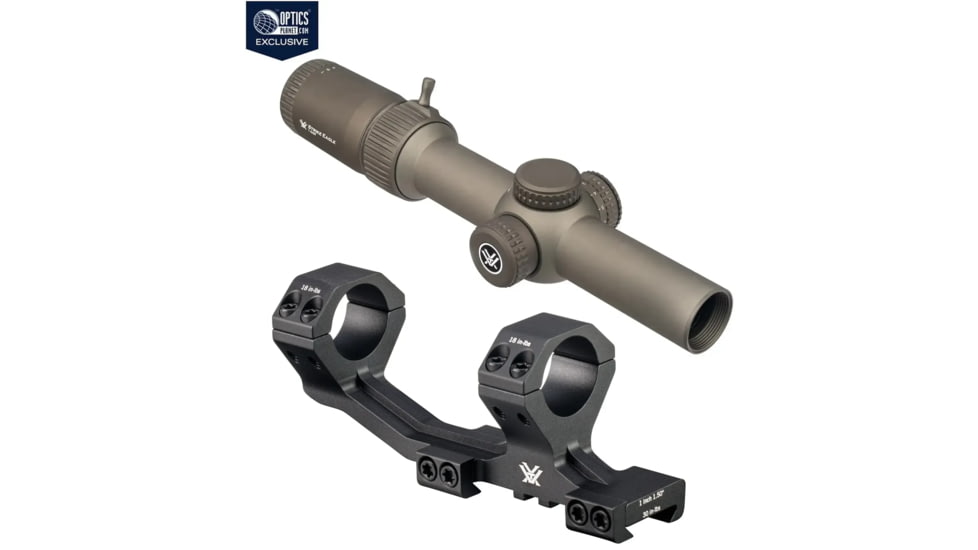 Vortex OPMOD Strike Eagle Rifle Scope, 1-6x24mm, FDE &amp; Vortex Sport Cantilever Mount 30mm, Black