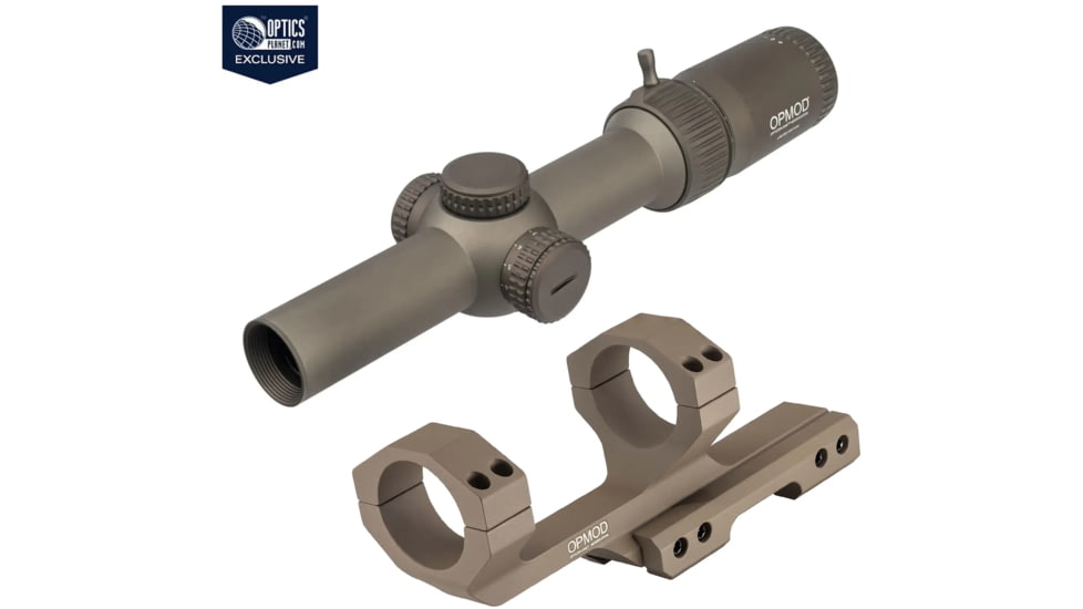 Vortex OPMOD Strike Eagle Rifle Scope, 1-8x24mm, FDE &amp; Vortex OPMOD Sport Cantilever 30mm Mount, FDE