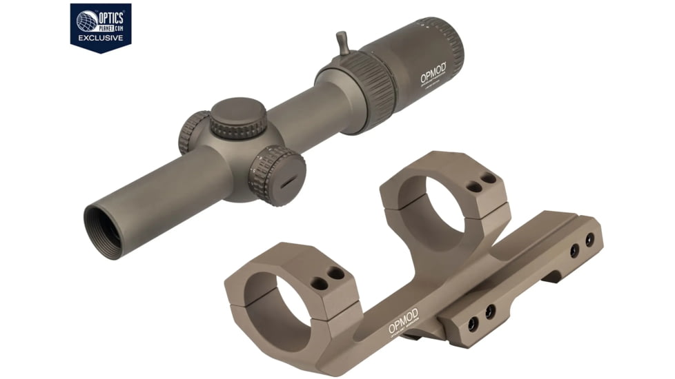 Vortex OPMOD Strike Eagle Rifle Scope, 1-8x24mm, FDE &amp; Vortex OPMOD Sport Cantilever 30mm Mount, FDE