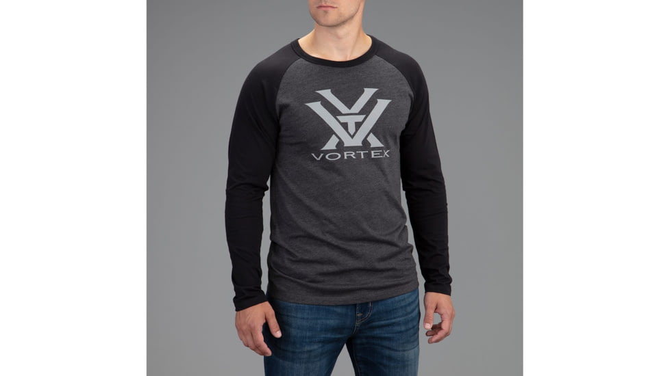 Vortex Raglan Core Logo Long Sleeve T-Shirt - Mens, Charcoal Heather, Medium, 220-49-CHHM