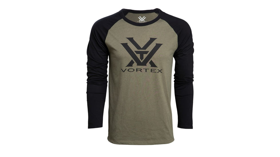 Vortex Raglan Core Logo Long Sleeve T-Shirt - Mens, Military Heather, Extra Large, 220-49-MIHXL