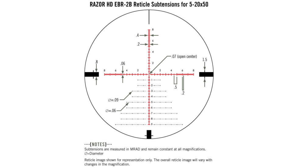 Vortex Razor HD 5-20x50mm Rifle Scope, 35mm Tube, First Focal Plane, Stealth Shadow, Hard Anodized, Red EBR-2B MRAD Reticle, MOA Adjustment, Multi, RZR-52006