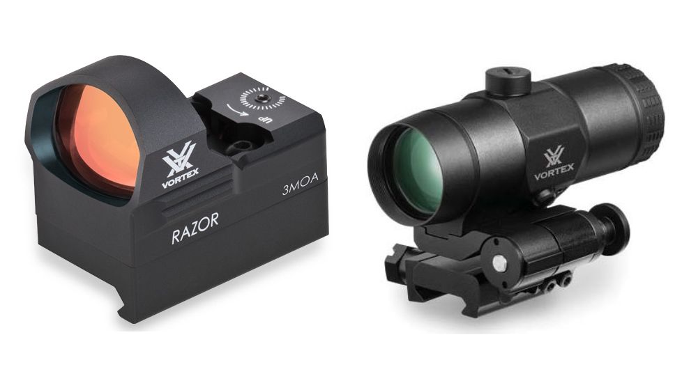 Vortex Razor Red Dot Sight, 3 MOA Dot with 3x Magnifier with Flip Mount