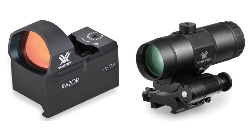 Vortex Razor Red Dot Sight, 6 MOA Dot with 3x Magnifier with Flip Mount