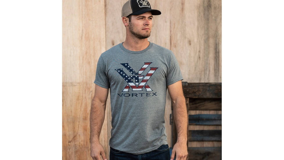 Vortex Stars And Bars T-Shirt - Mens, Ash Heather, 2X, 120-27-AAH2X