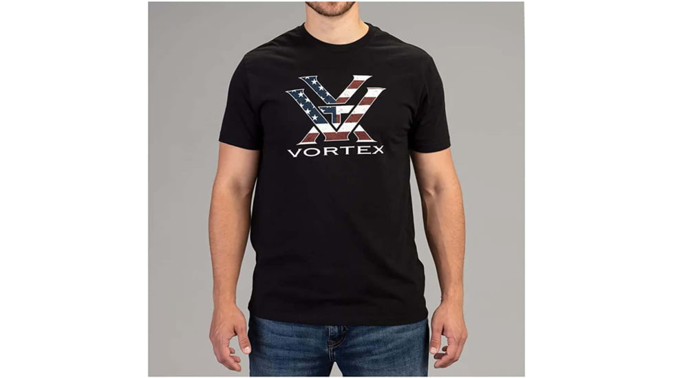 Vortex Stars and Stripes Short Sleeve T-Shirts - Mens, Black, XL, 121-13-BLKXL