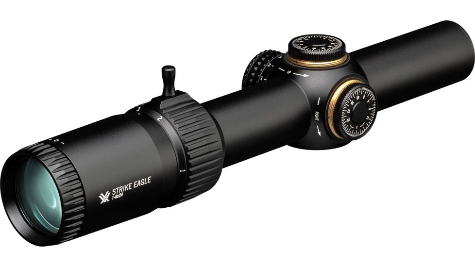 Vortex Strike Eagle 1-6x24 mm Rifle Scope, 30 mm Tube, Second Focal Plane, Black, Matte, Red AR-BDC3 Reticle, MOA Adjustment, SE-1624-2