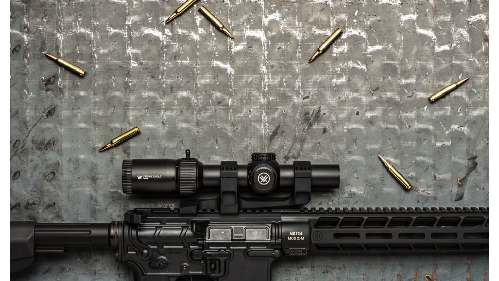 Vortex Strike Eagle 1-6x24 mm Rifle Scope, 30 mm Tube, Second Focal Plane, Black, Matte, Red AR-BDC3 Reticle, MOA Adjustment, SE-1624-2