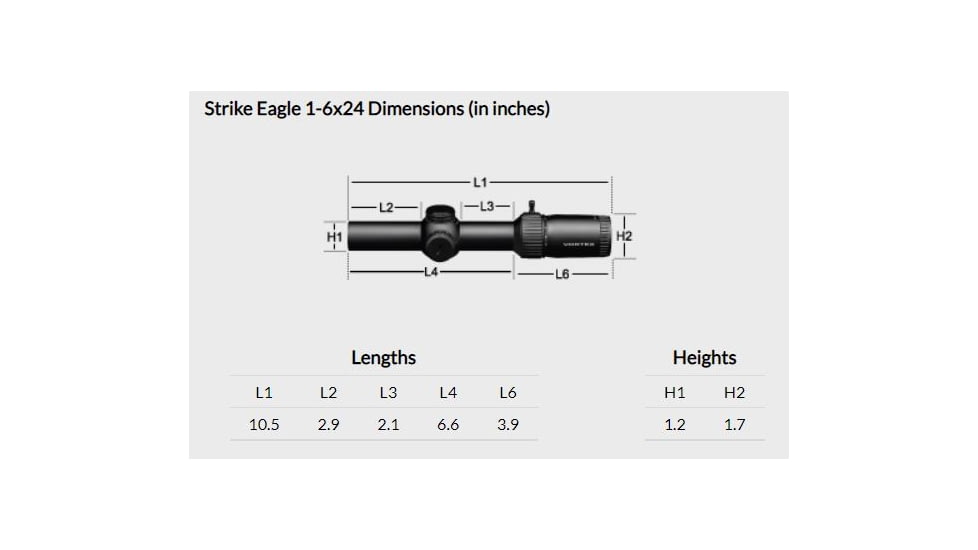 Vortex Strike Eagle 1-6x24mm Rifle Scope, 30mm Tube, Second Focal Plane, Black, Matte, Red AR-BDC3 Reticle, MOA Adjustment, SE-1624-2