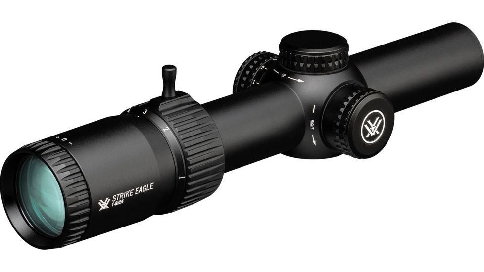 Vortex Strike Eagle 1-8x24 mm Rifle Scope, 30 mm Tube, Second Focal Plane, Black, Matte Anodized, Red AR-BDC3 Reticle, MOA Adjustment, SE-1824-2