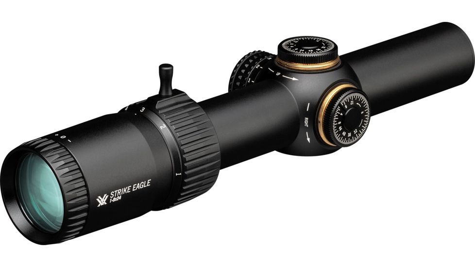 Vortex Strike Eagle 1-8x24 mm Rifle Scope, 30 mm Tube, Second Focal Plane, Black, Matte Anodized, Red AR-BDC3 Reticle, MOA Adjustment, SE-1824-2