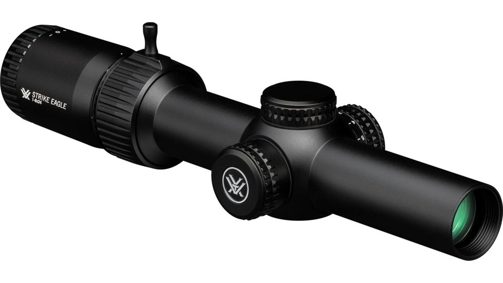Vortex Strike Eagle 1-8x24 mm Rifle Scope, 30 mm Tube, Second Focal Plane, Black, Matte Anodized, Red AR-BDC3 Reticle, MOA Adjustment, SE-1824-2