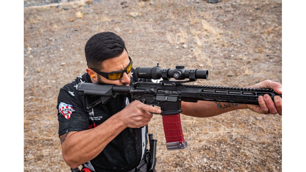 Vortex Strike Eagle 1-8x24 mm Rifle Scope, 30 mm Tube, Second Focal Plane, Black, Matte Anodized, Red AR-BDC3 Reticle, MOA Adjustment, SE-1824-2