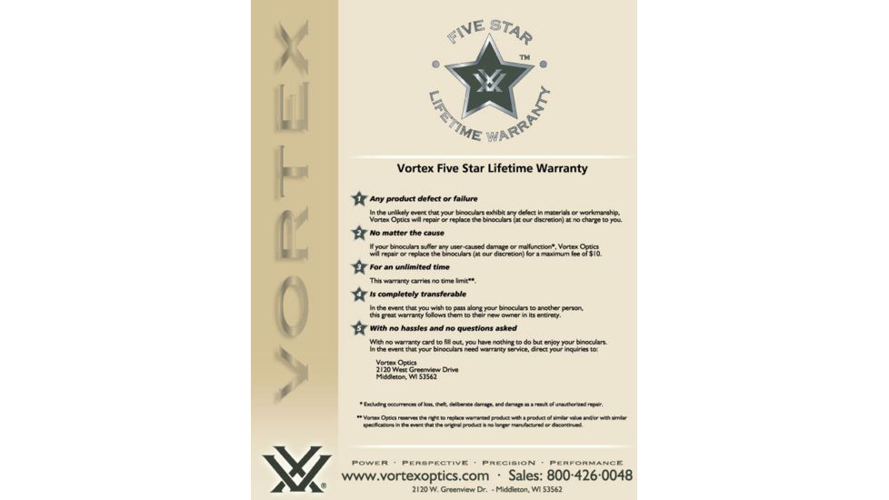 Vortex Five Star Warranty